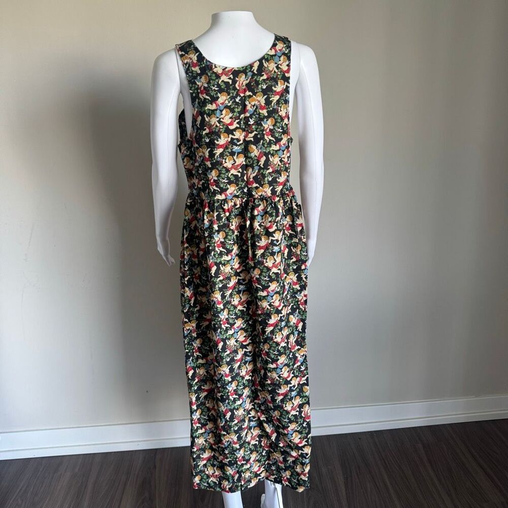 Vintage Cherub All Over Print Statement Cottage Core Dress With  Pockets Cotton - Picture 8 of 10